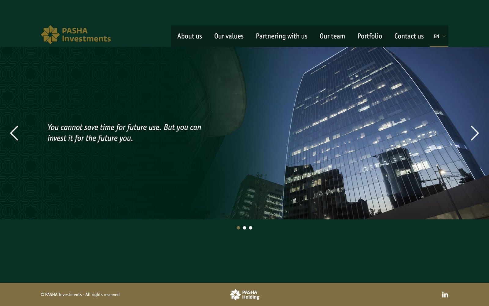 PASHA Investments, Corporate website for a private equity firm
