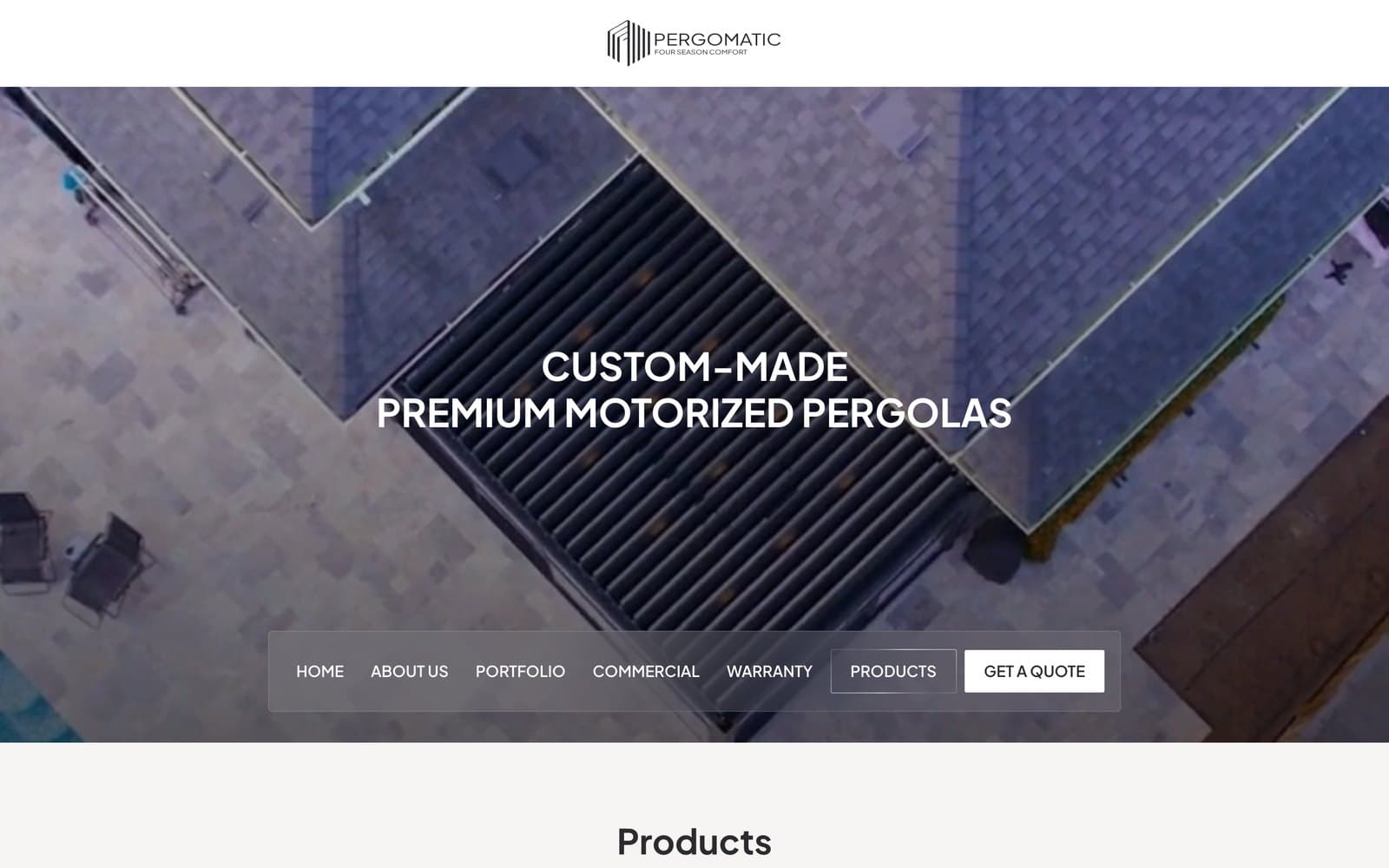 Pergomatic, Website for a motorized pergola manufacturer